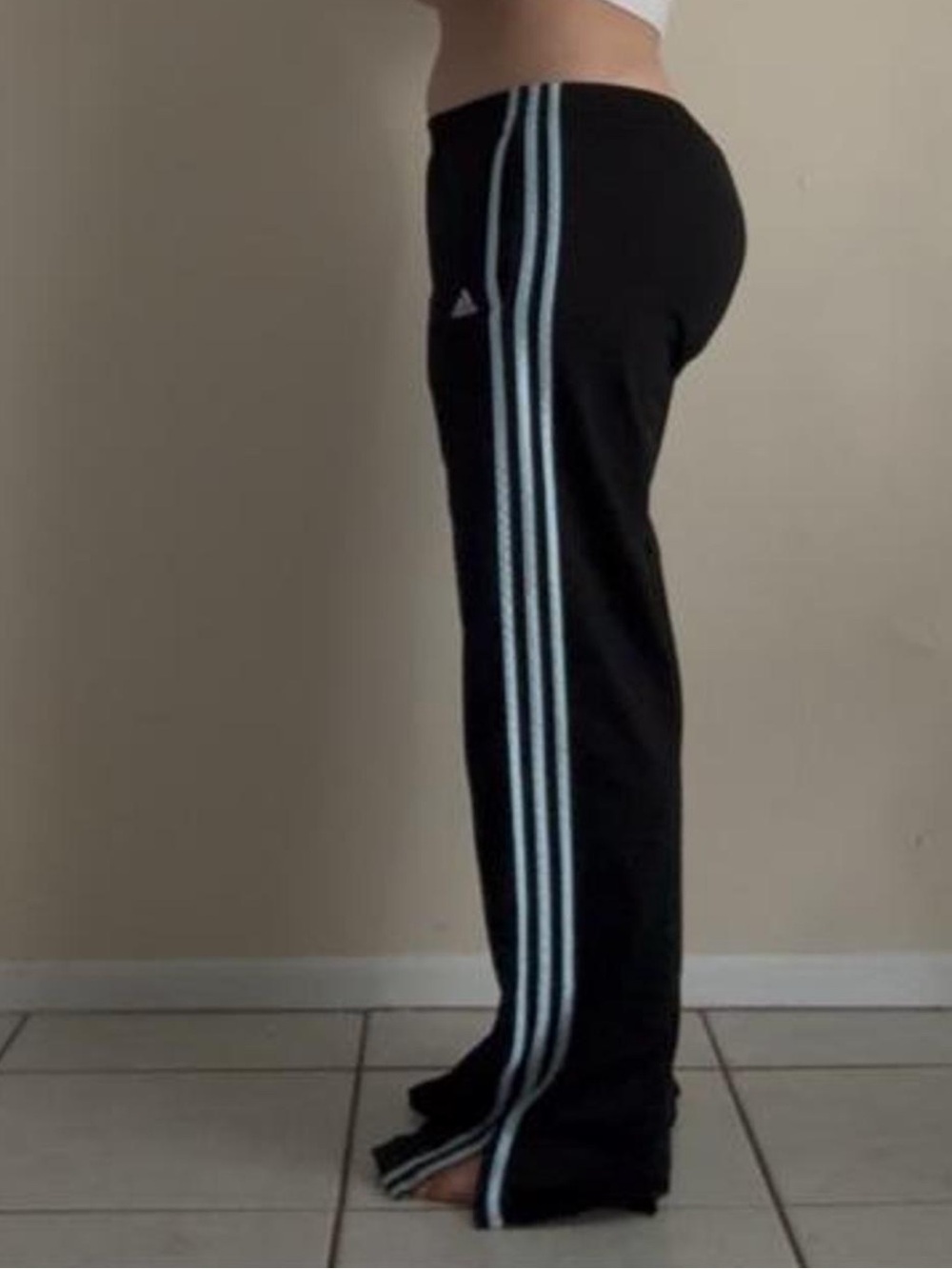 Adidas 2009 Women Black Track Pants with Light Blue Stripes